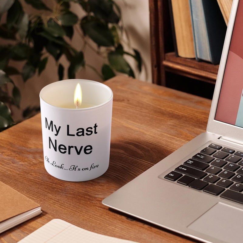 BFJLIFE Candles Gifts for Women Funny Unique Novelty My Last Nerve Candle Mothers Day Christmas Birthday Gift for Sister Best Friend Stocking Stuffers for Adults Women Lavender Scented Soy Candle - Image 4
